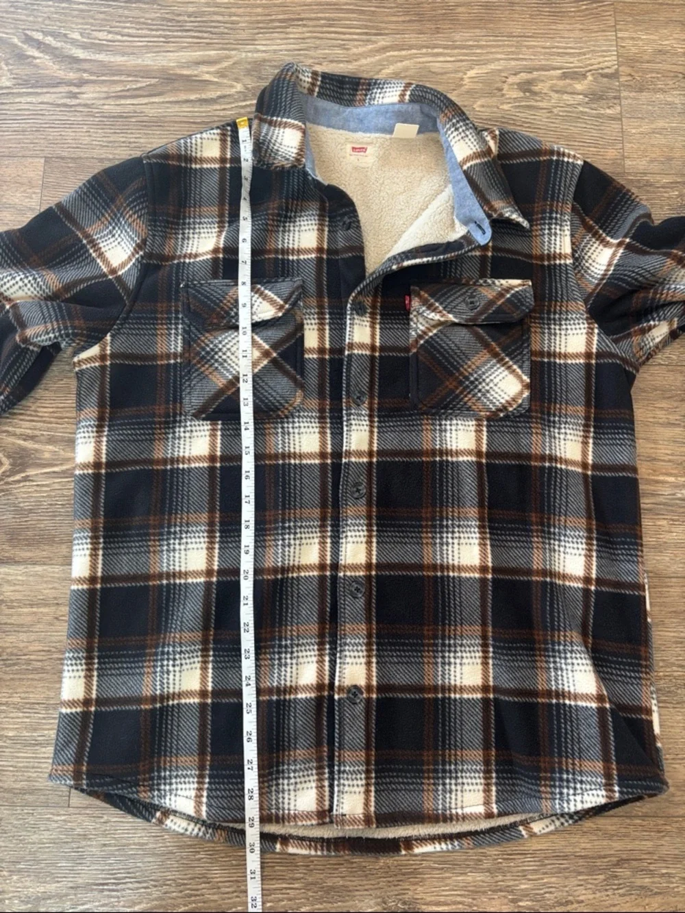 Levi's Microfleece Bonded Sherpa Shirt Shacket Brown Men's Size Large EUC